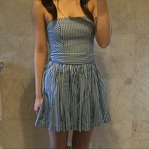 Striped dress with tie belt
